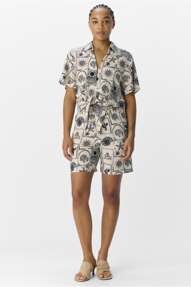 OBJEMBER RE S/S TIE SHIRT 139 23046801 SANDSHELL